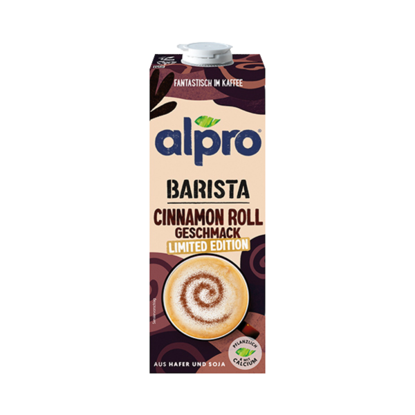 Alpro Barista Cinnamon Roll Geschmack, aus Hafer & Soja, vegan, 1 Liter Produktbild, Vorderseite der Verpackung